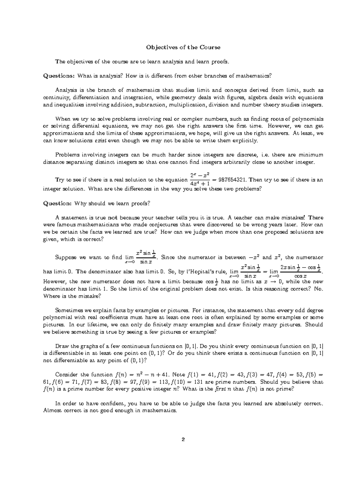 2033Typed Notes - textbook - Objectives of the Course The objectives of ...