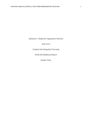 HCM 400 Final - Proposal Southern New Hampshire University HCM-400 ...