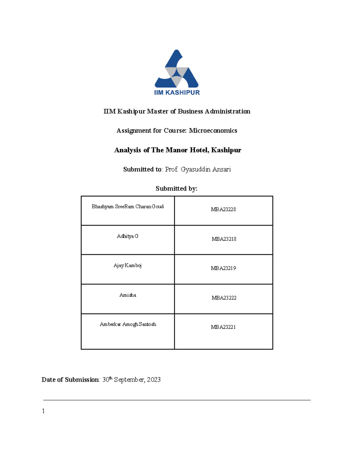 ME Project Group 1 - IIM Kashipur Master of Business Administration ...