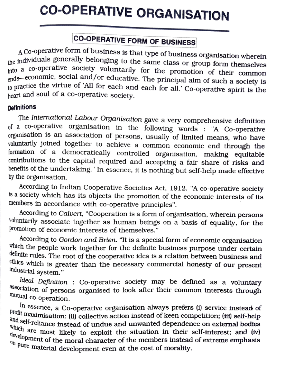 Cooperative organisation COOPERATIVE ORGANISATION COOPERATIVE FORM