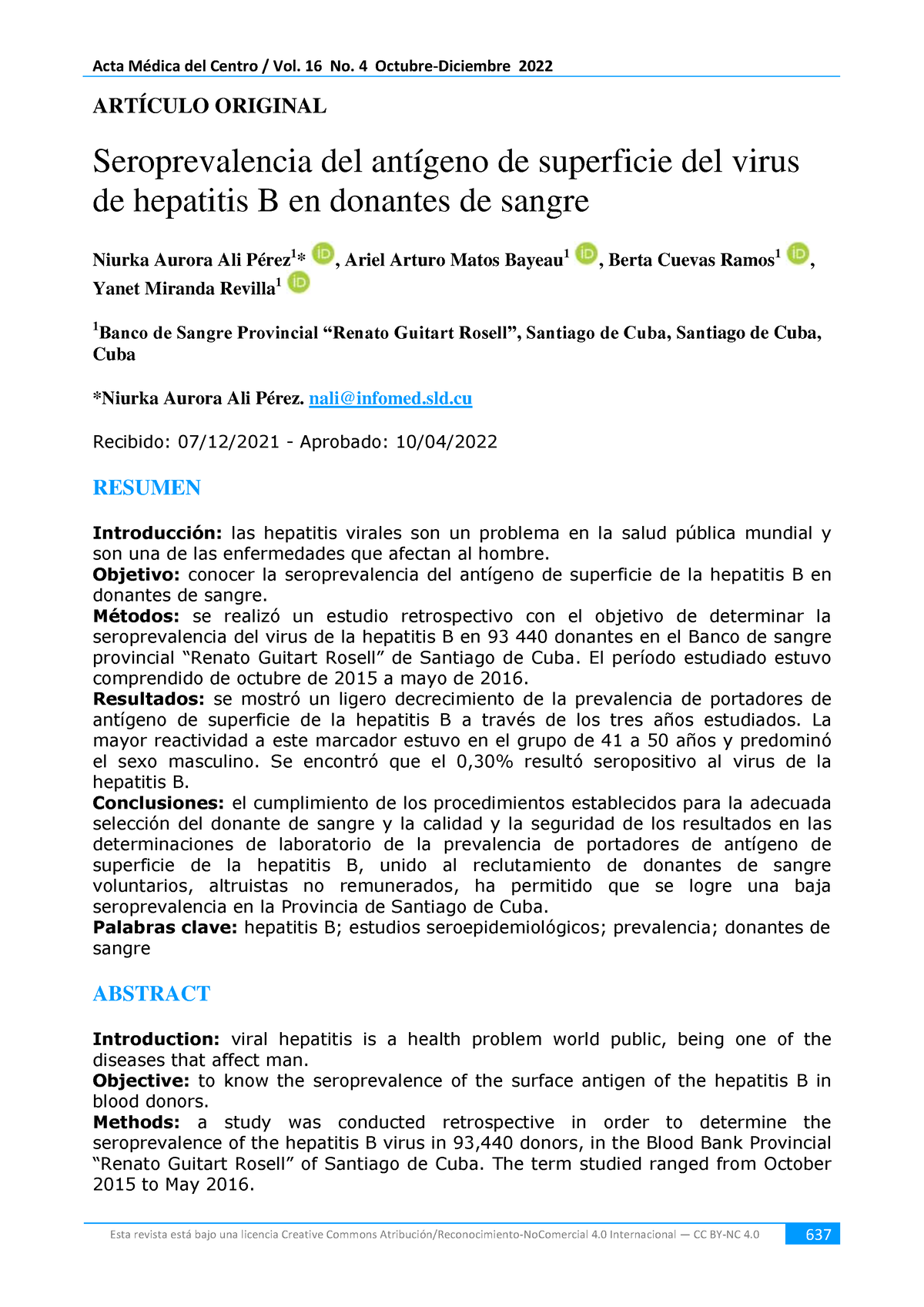 Seroprevalencia Del Antigeno De Superficie De Virus De Hepatitis B En ...