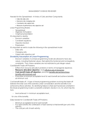 MANSCI Chapter 1 - CHAPTER 1 MANAGEMENT SCIENCE mois a tool in decision ...