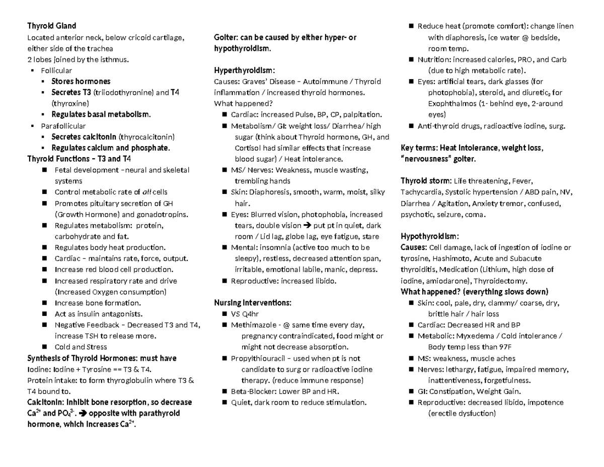 Endocrine Studyguide - Thyroid Gland Located anterior neck, below ...