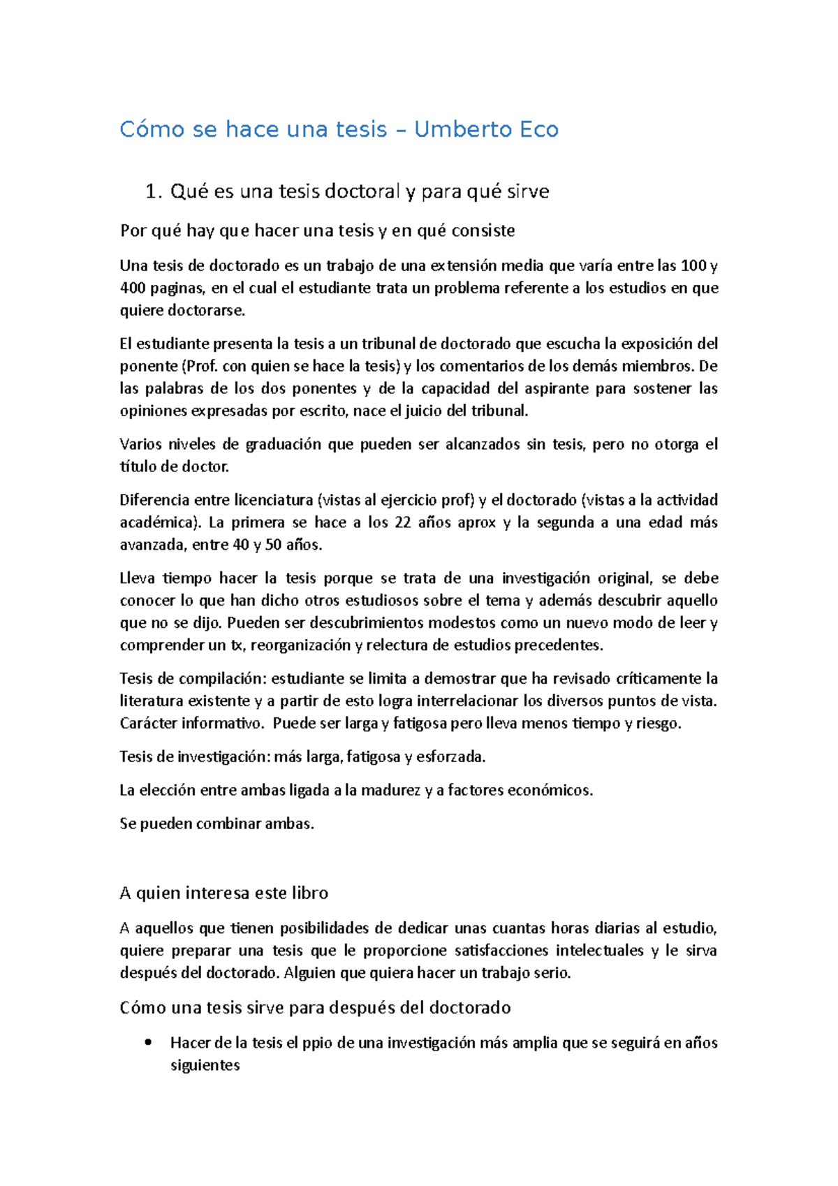 Cómo se hace una tesis Umberto Eco StuDocu