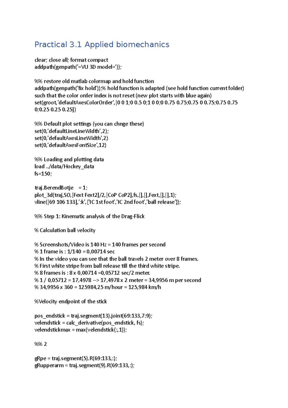 Practical 3.1 Applied Biomechanics - Practical 3 Applied Biomechanics ...