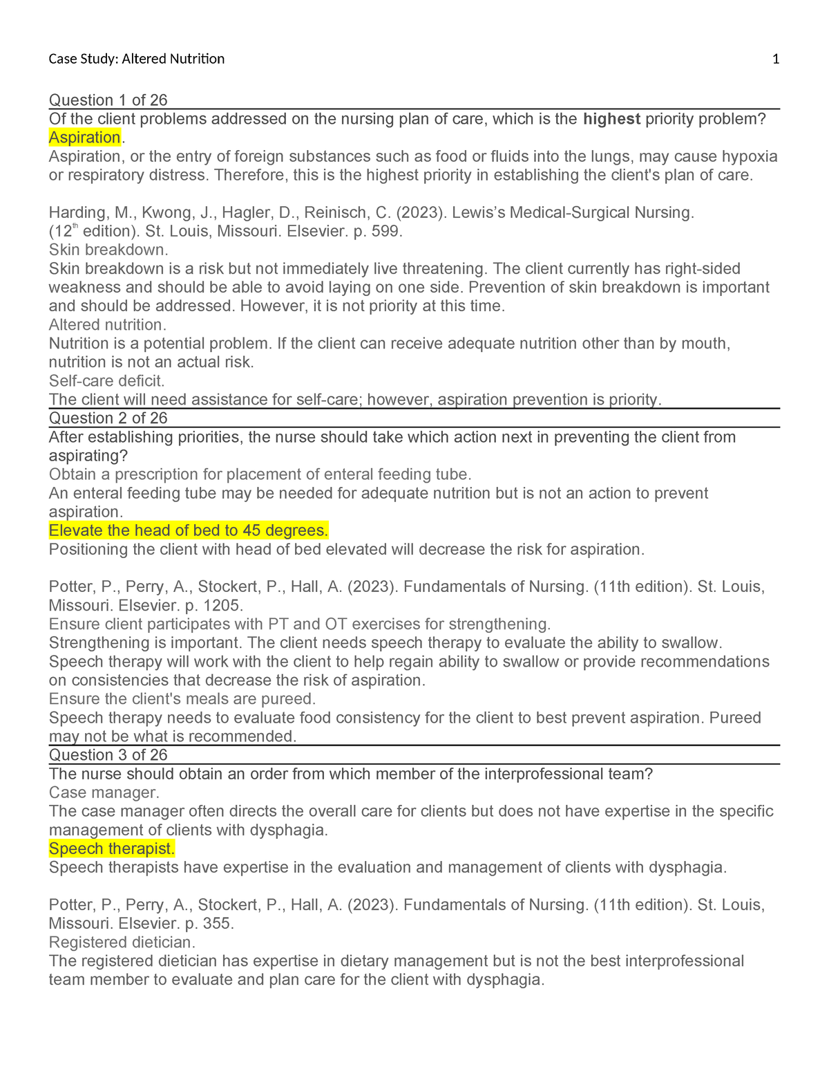 case study altered nutrition quizlet