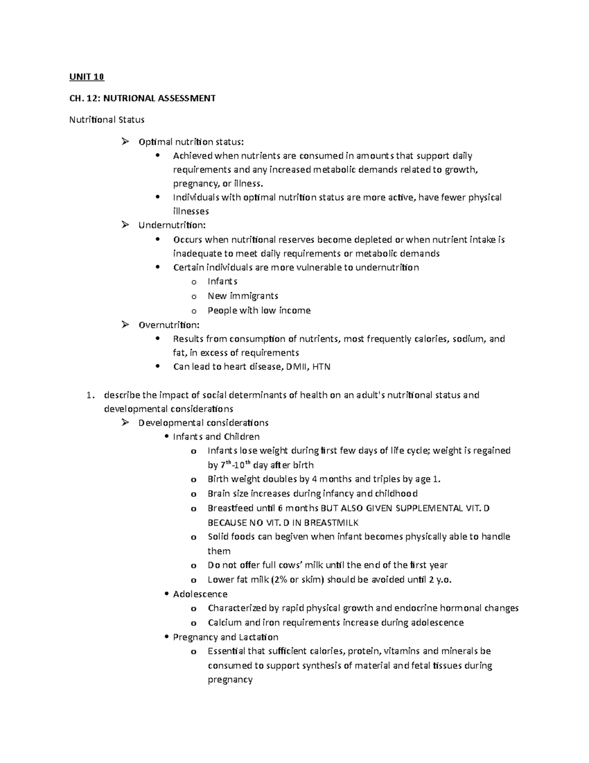 UNIT 10: Assessment of the Musculoskeletal System and Nutritional ...