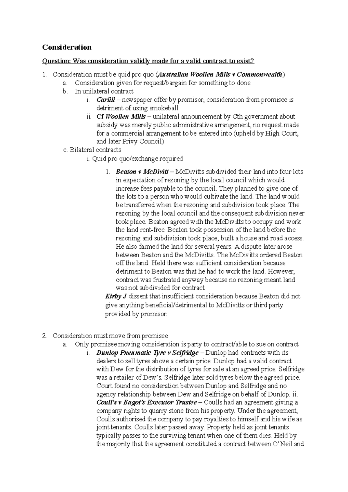 Law 251 Contract Law Final Exam Notes (Part A) - Consideration Question ...