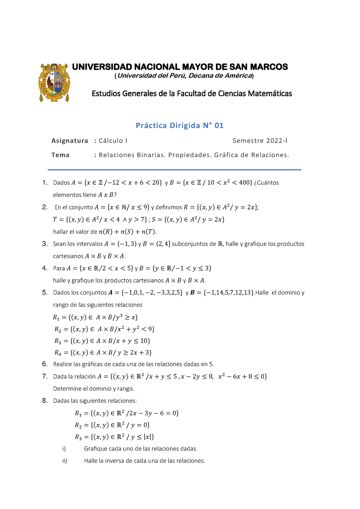 01 Practica Relaciones - Estudios Generales De La Facultad De Ciencias ...