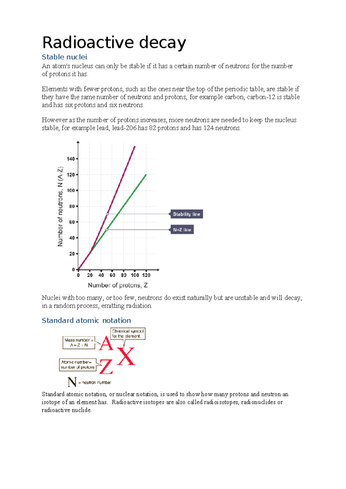 2. Radioactivity Information Sheet Radioactive decay Stable nuclei An