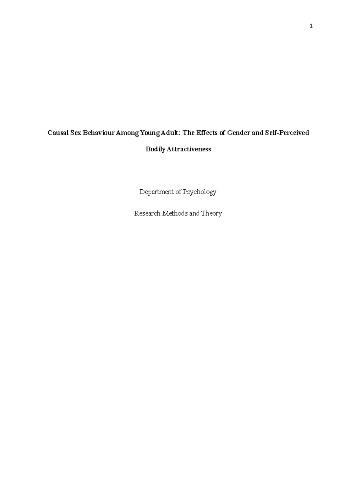 Lab report - gopd - Causal Sex Behaviour Among Young Adult: The Effects ...