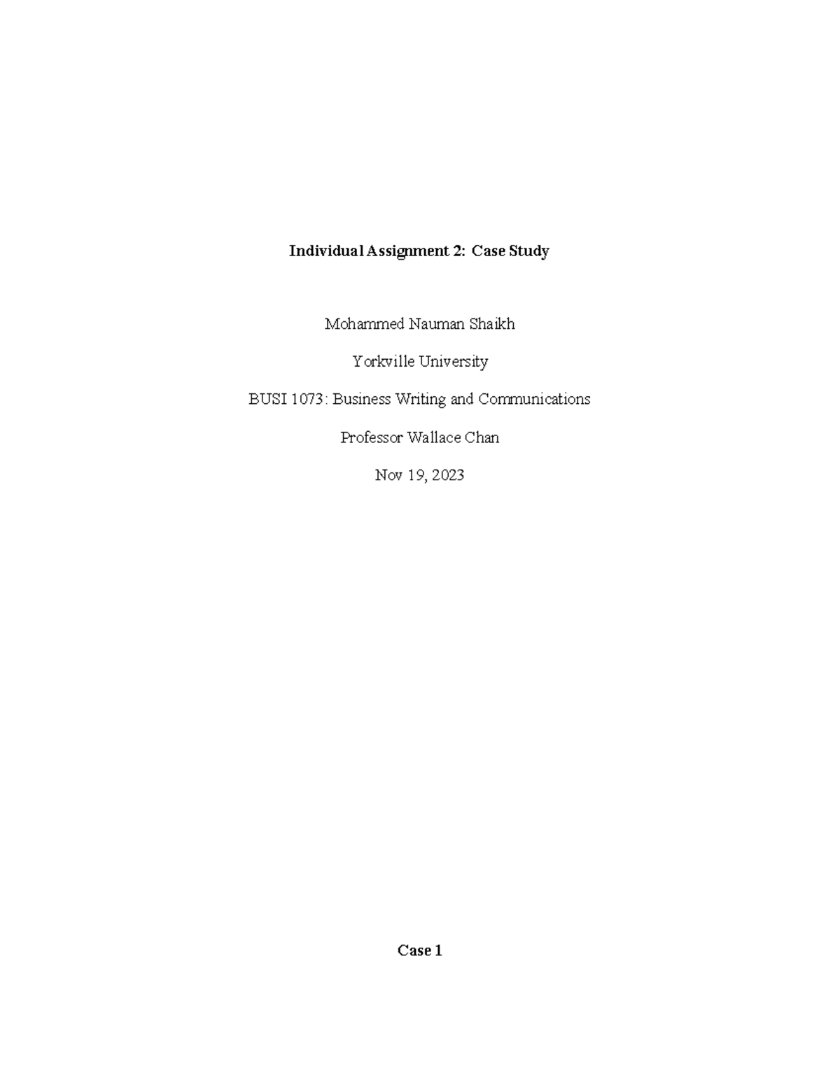 Individual Assignment 2 Case Study - Individual Assignment 2: Case ...