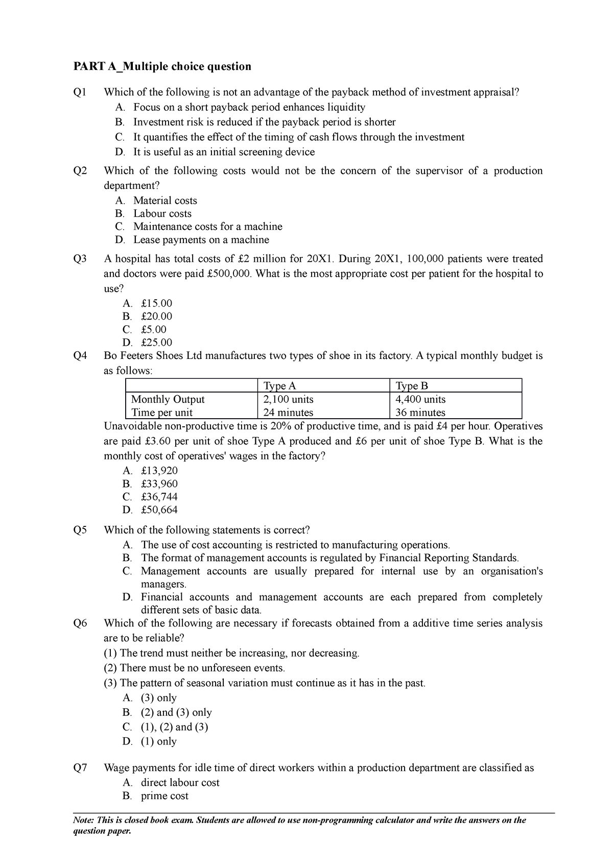 Exam Questions MI - Exam Of MI CFAB - PART A_Multiple Choice Question ...