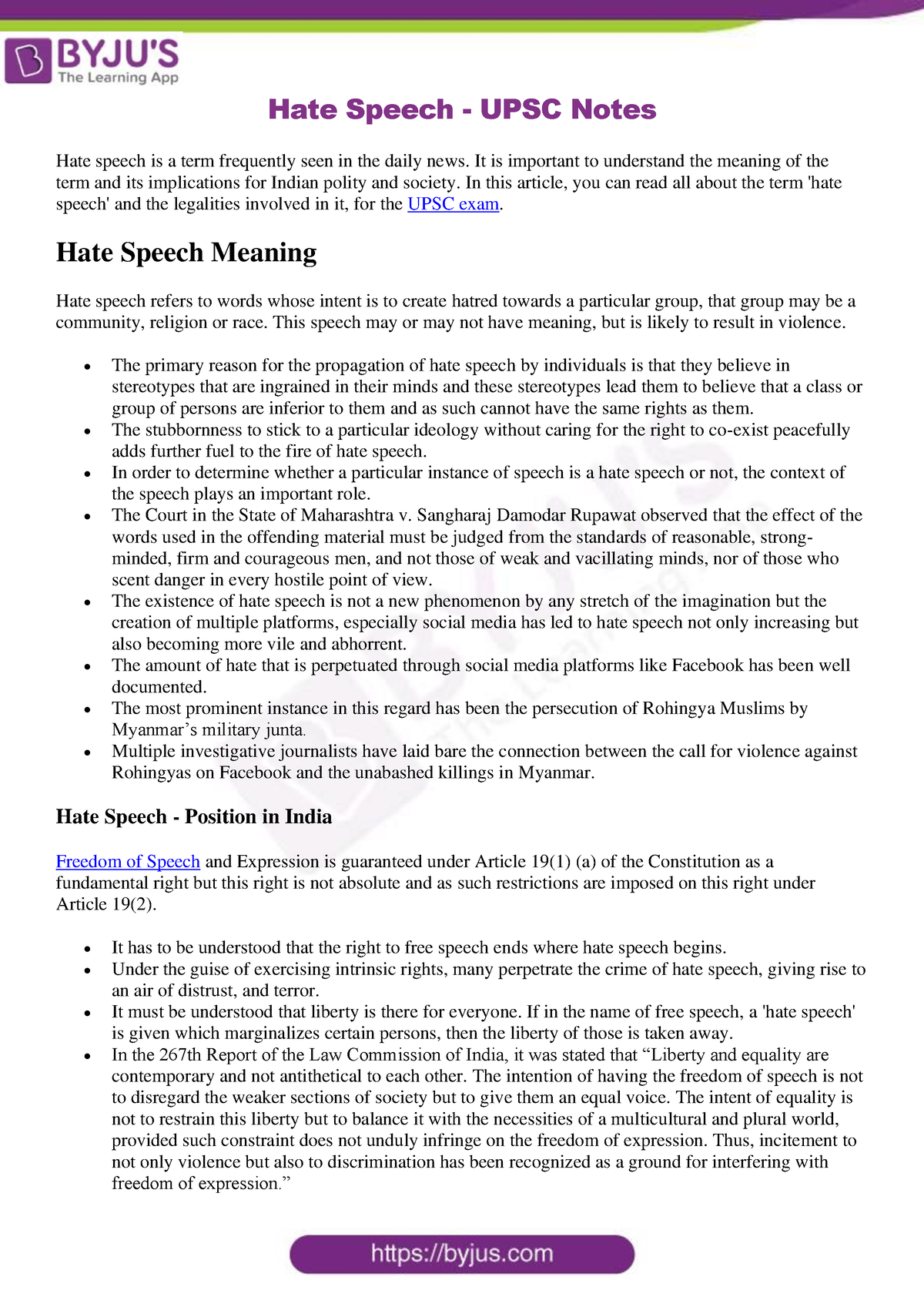 essay on hate speech upsc