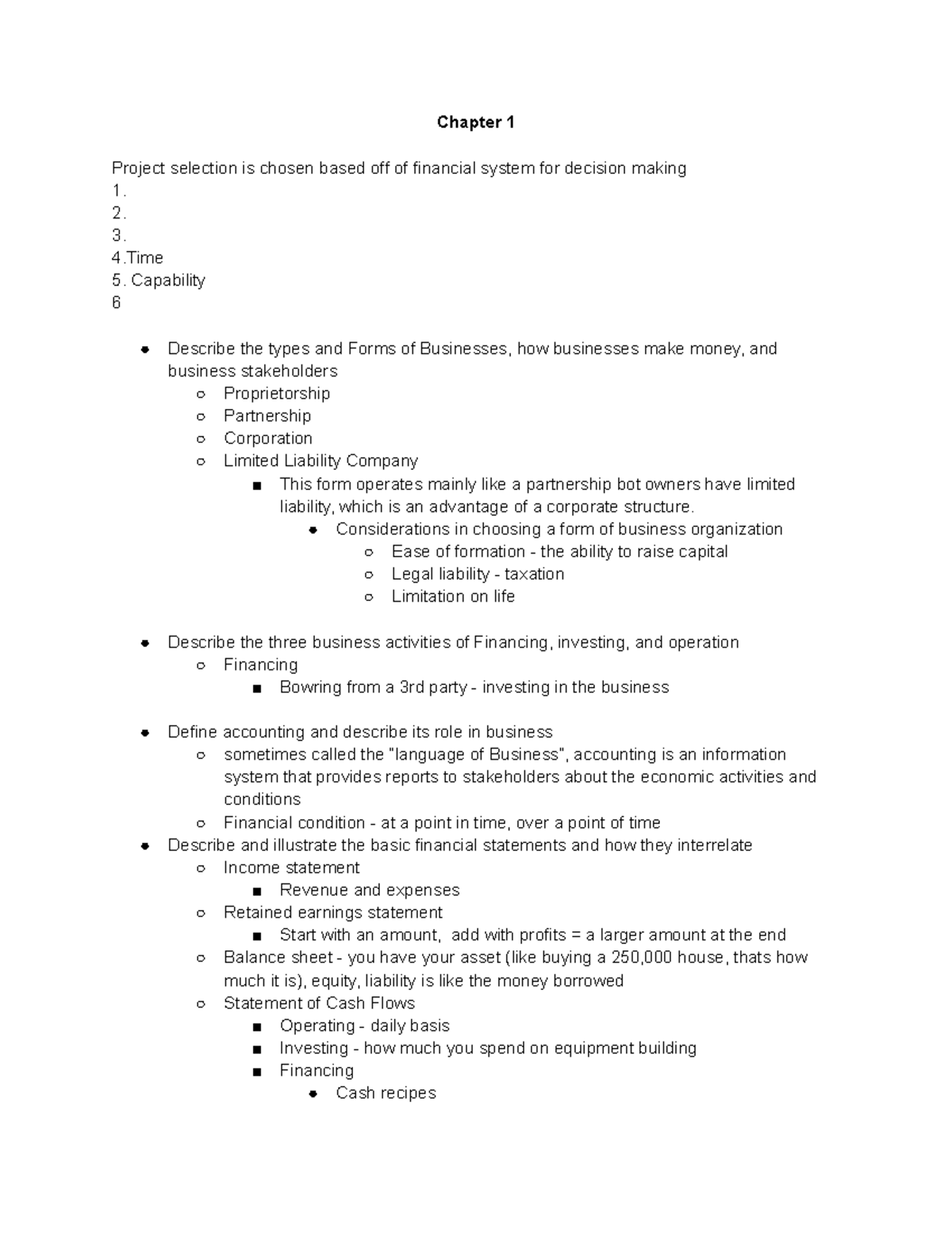 Notes ch. 1-10 - Chapter 1 Project selection is chosen based off of ...
