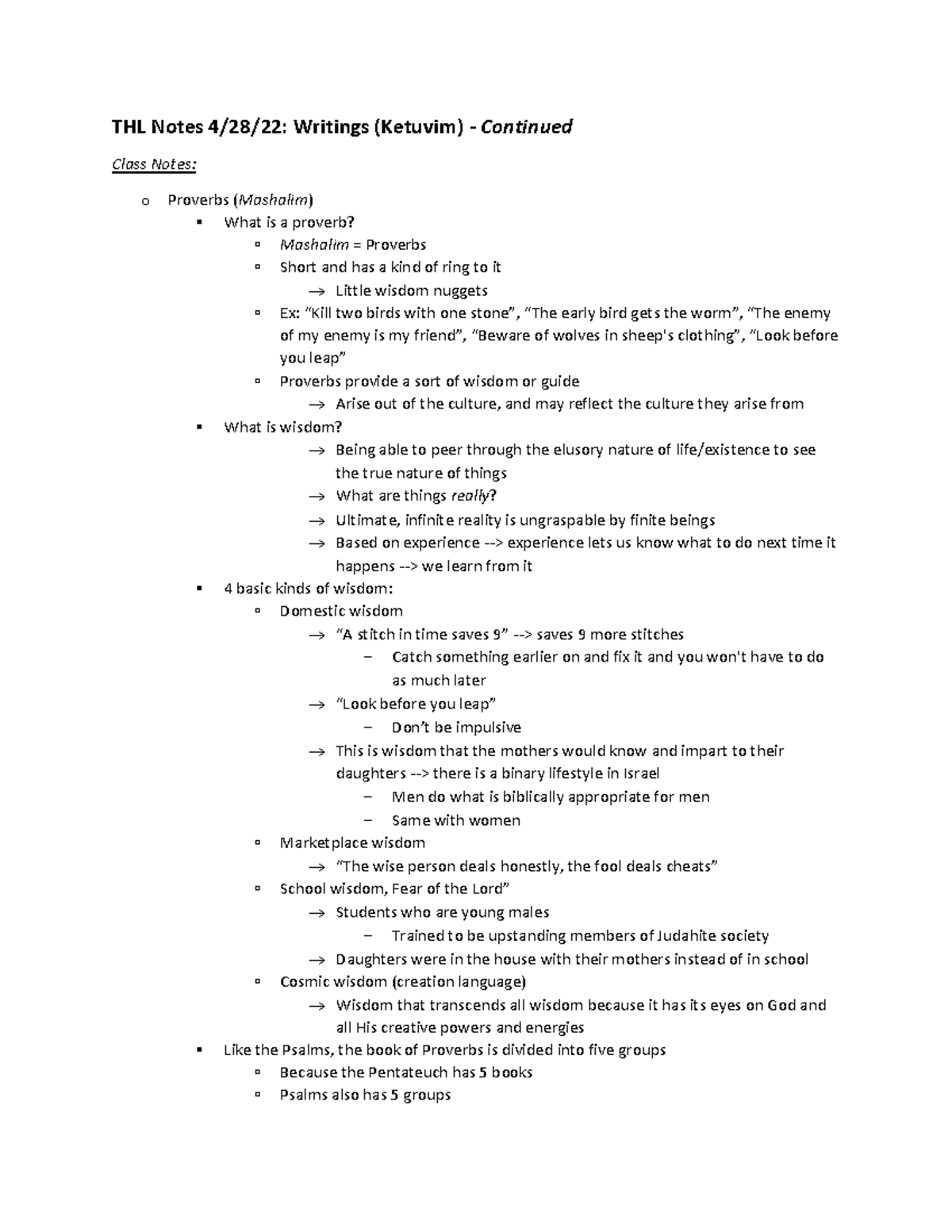 THL 4 - Writings (Ketuvim) - Continued - THL Notes 4/28/22: Writings ...