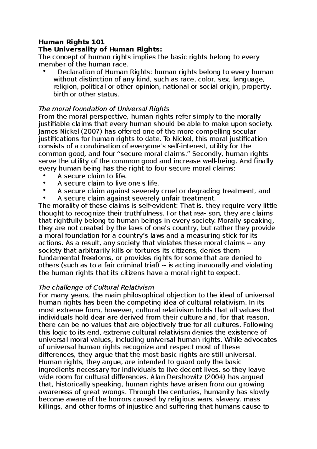 Human Rights 101 Diverse Artikelen - Human Rights 101 The Universality ...