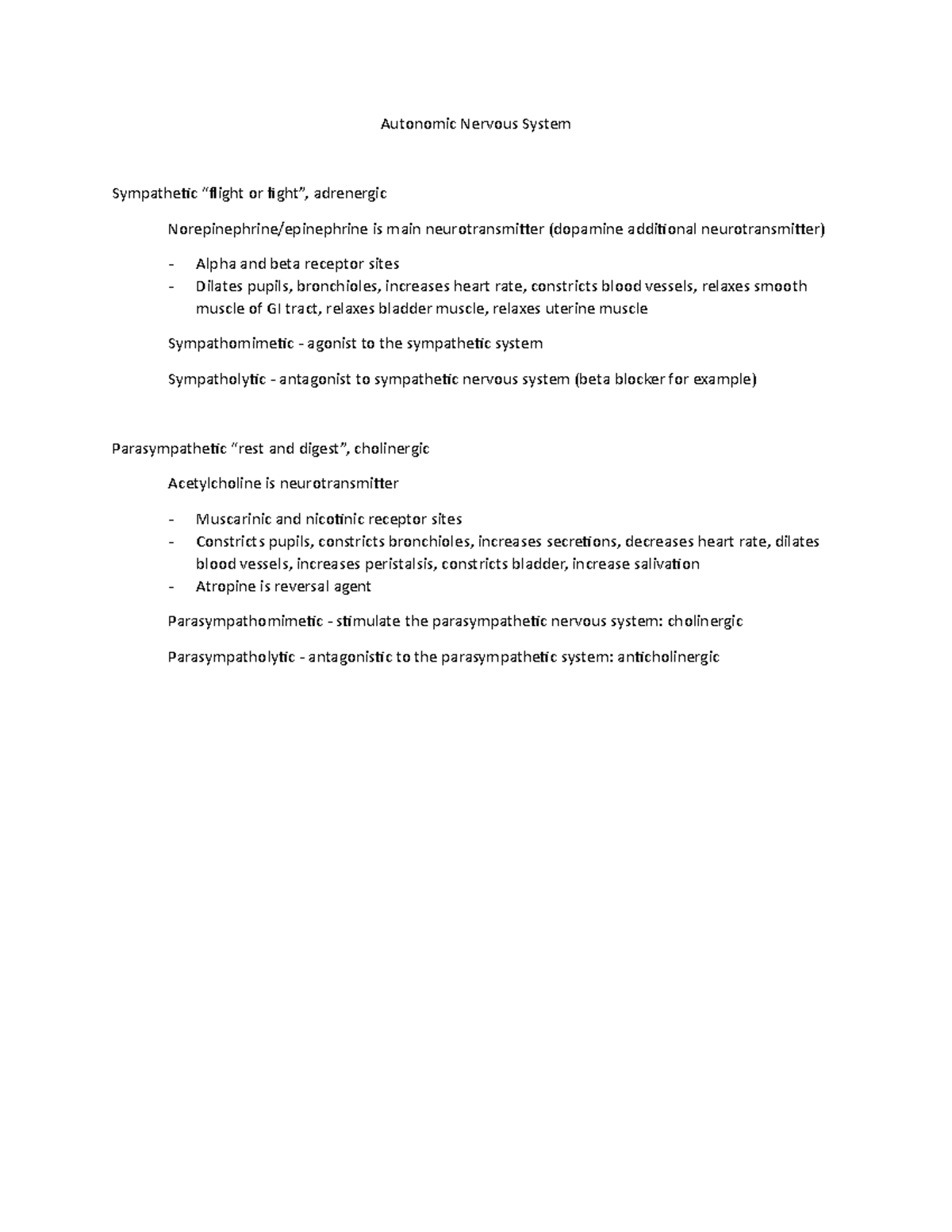 Autonomic Nervous System in a Nutshell - Autonomic Nervous System ...