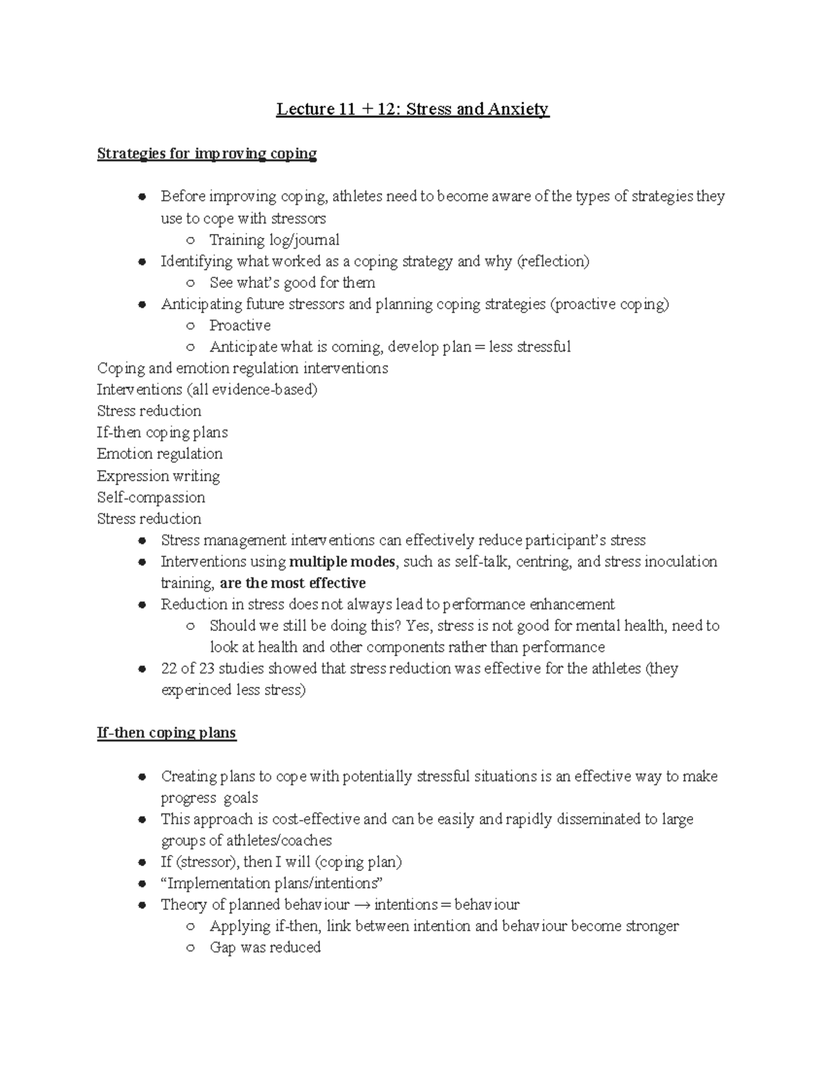 PSYC3301 Lecture 11 + 12 - Lecture 11 + 12: Stress and Anxiety ...