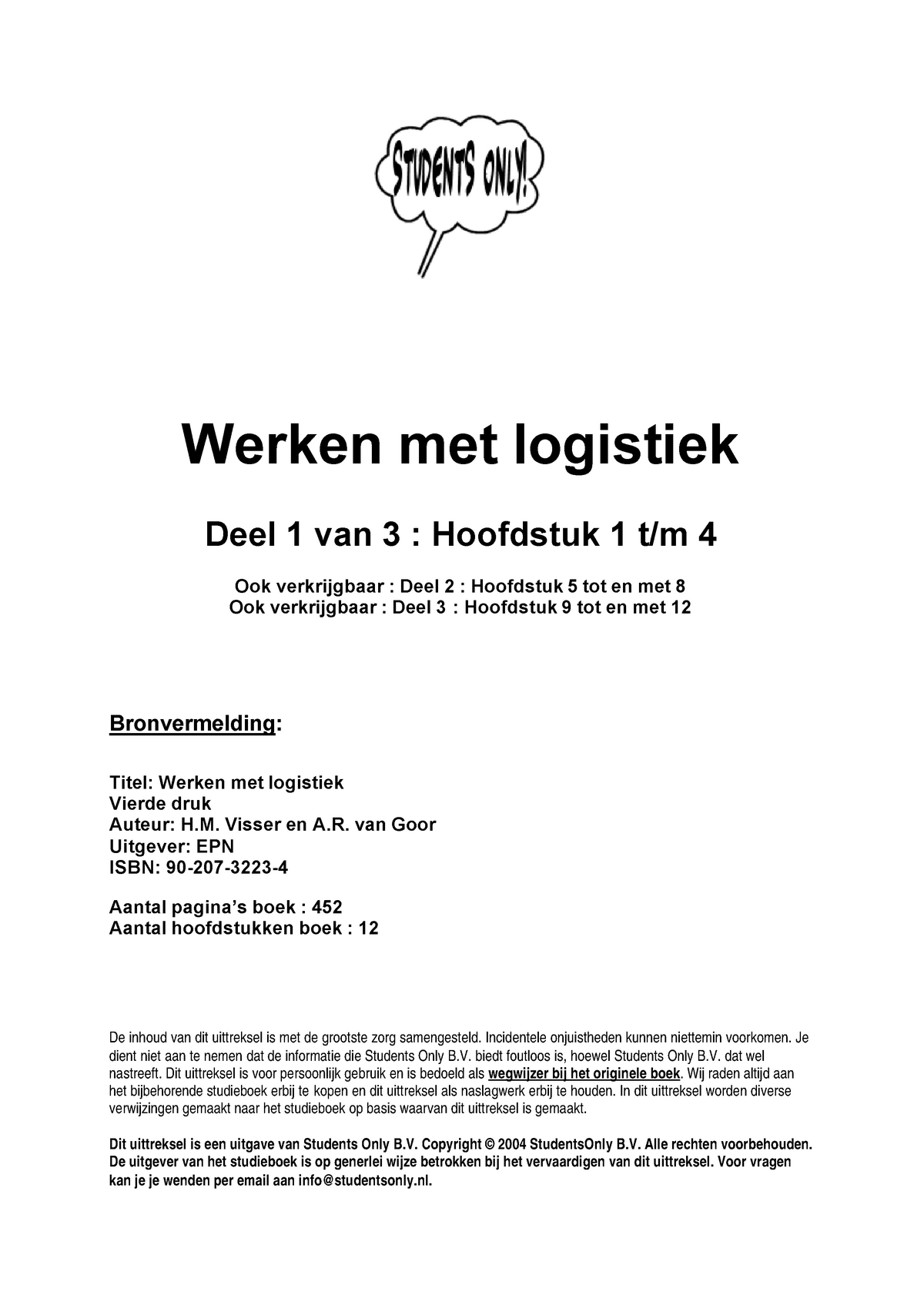 Samenvatting Logistiek - Werken Met Logistiek Deel 1 Van 3 : Hoofdstuk ...