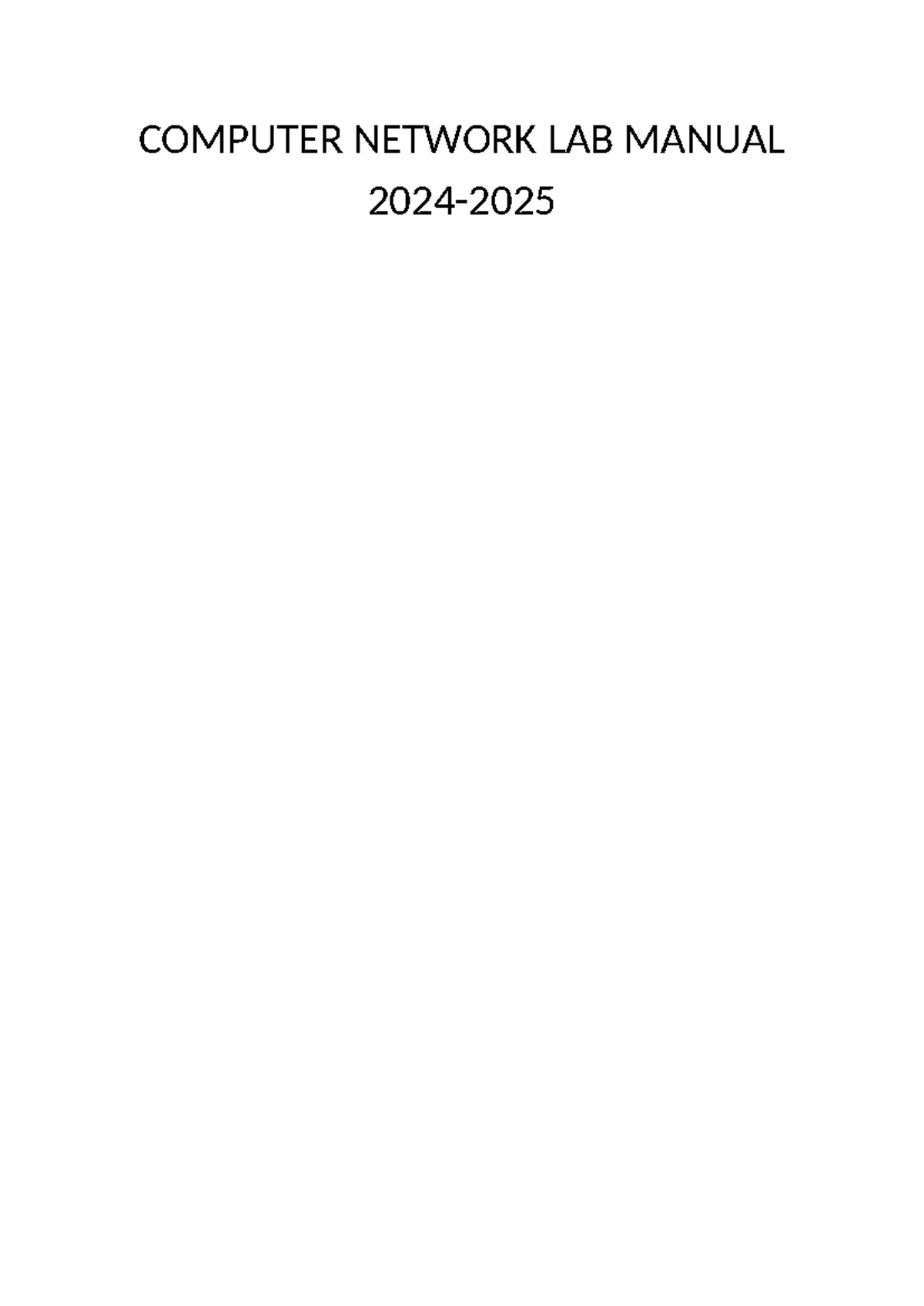 Computer network lab manual 2024 - COMPUTER NETWORK LAB MANUAL 2024- 1 ...