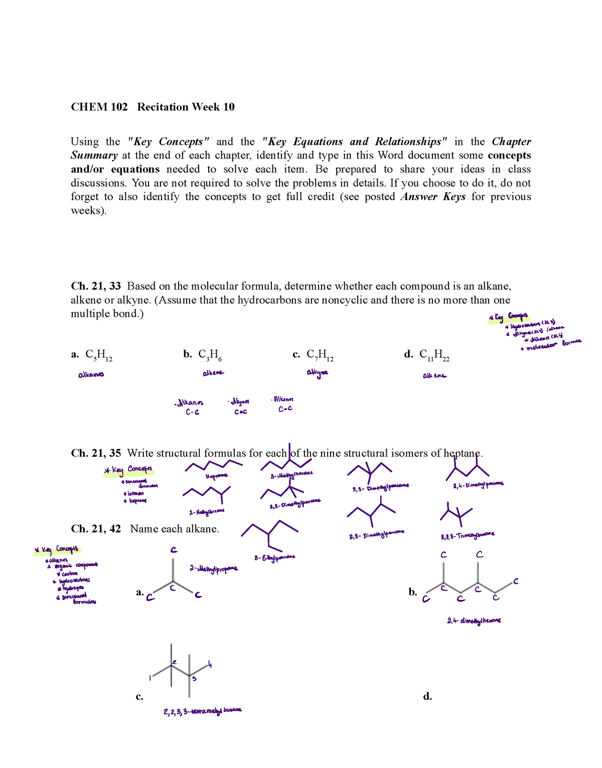 CHEM 102 Week 10 W22 - Recitation - CHEM 102 Recitation Week 10 Using ...