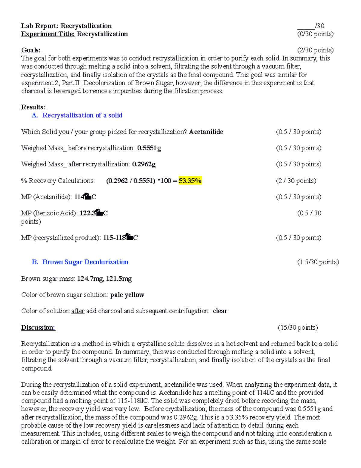 Lab Report 3 Recrystallization - In Summary, This Was Conducted Through ...