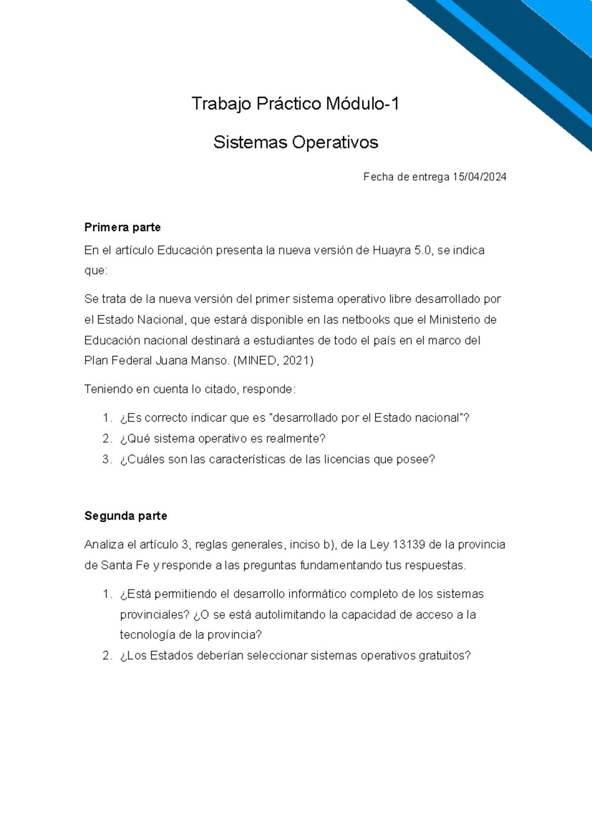 Trabajo Práctico Módulo 1 stdk - Trabajo Práctico Módulo- Sistemas ...