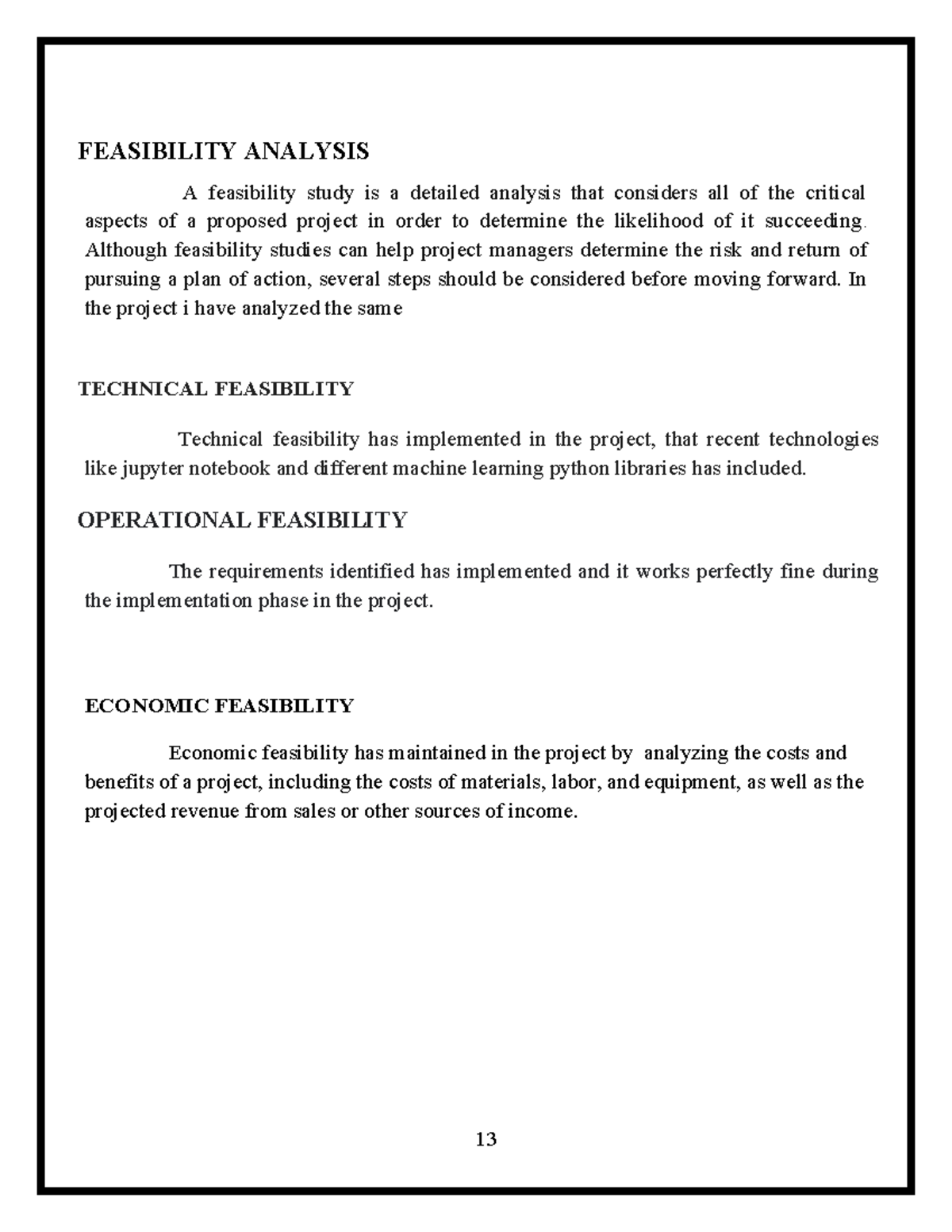 ML notes for machine learning - FEASIBILITY ANALYSIS A feasibility ...