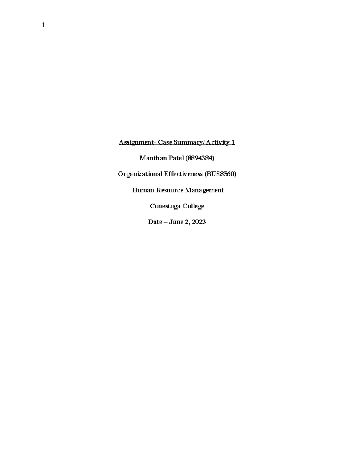 Case study 1 - Human Resource Management - Assignment- Case Summary ...