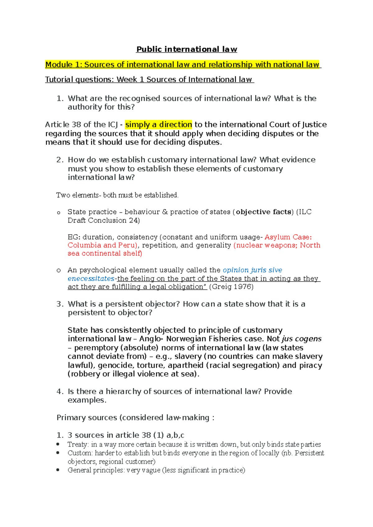 Public international law official notes - Public international law ...