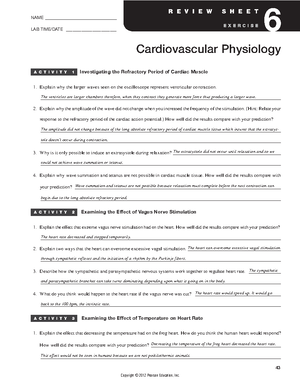 Physio Ex Exercise 5 Activities 1-7 Review Sheets - NAME