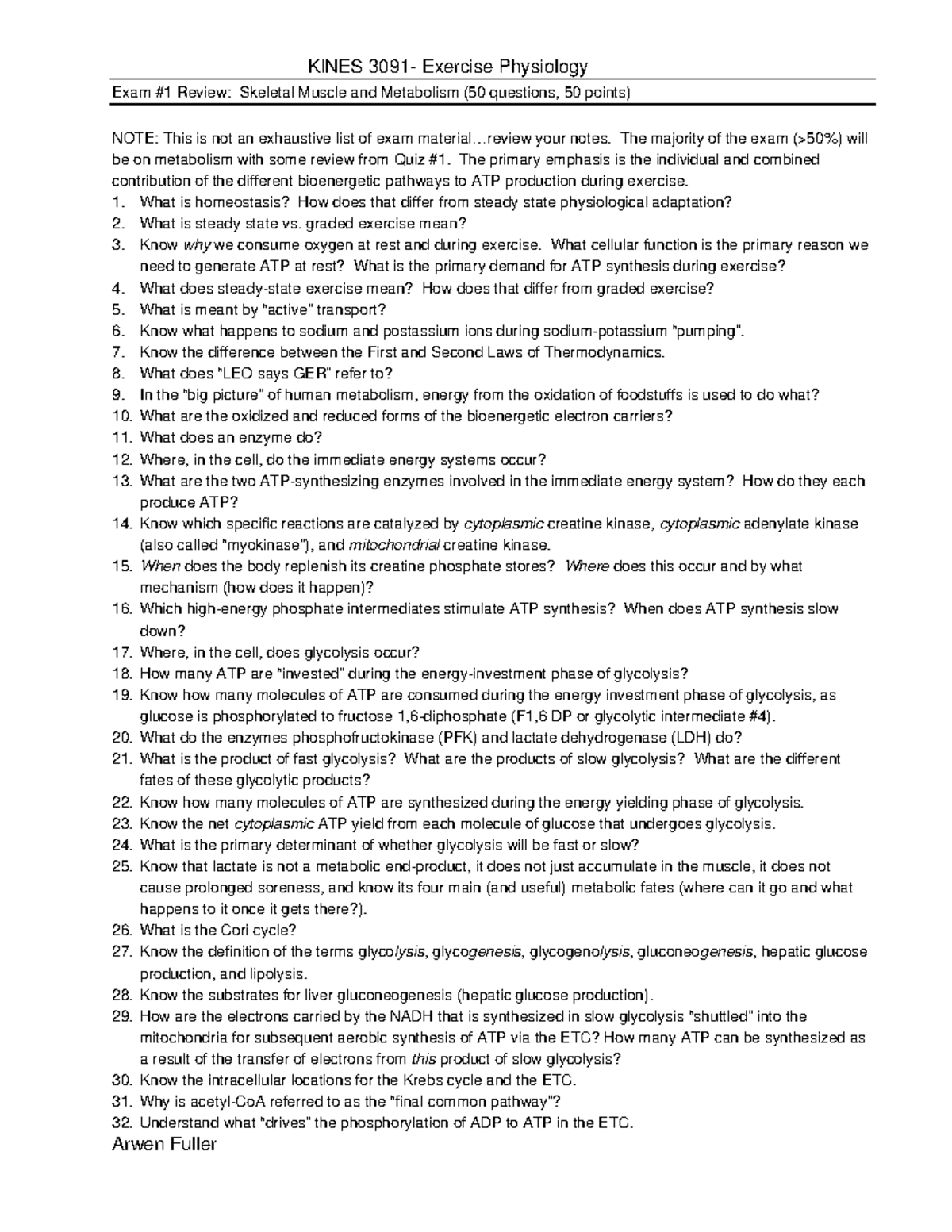 Exercise Physiology Exam 1 Quizlet - ca8ks4j