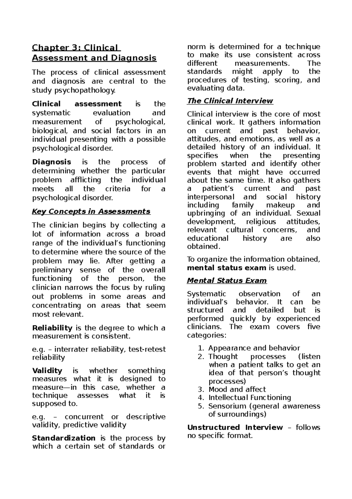 Chapter 3 - Chapter 3: Clinical Assessment And Diagnosis The Process Of ...