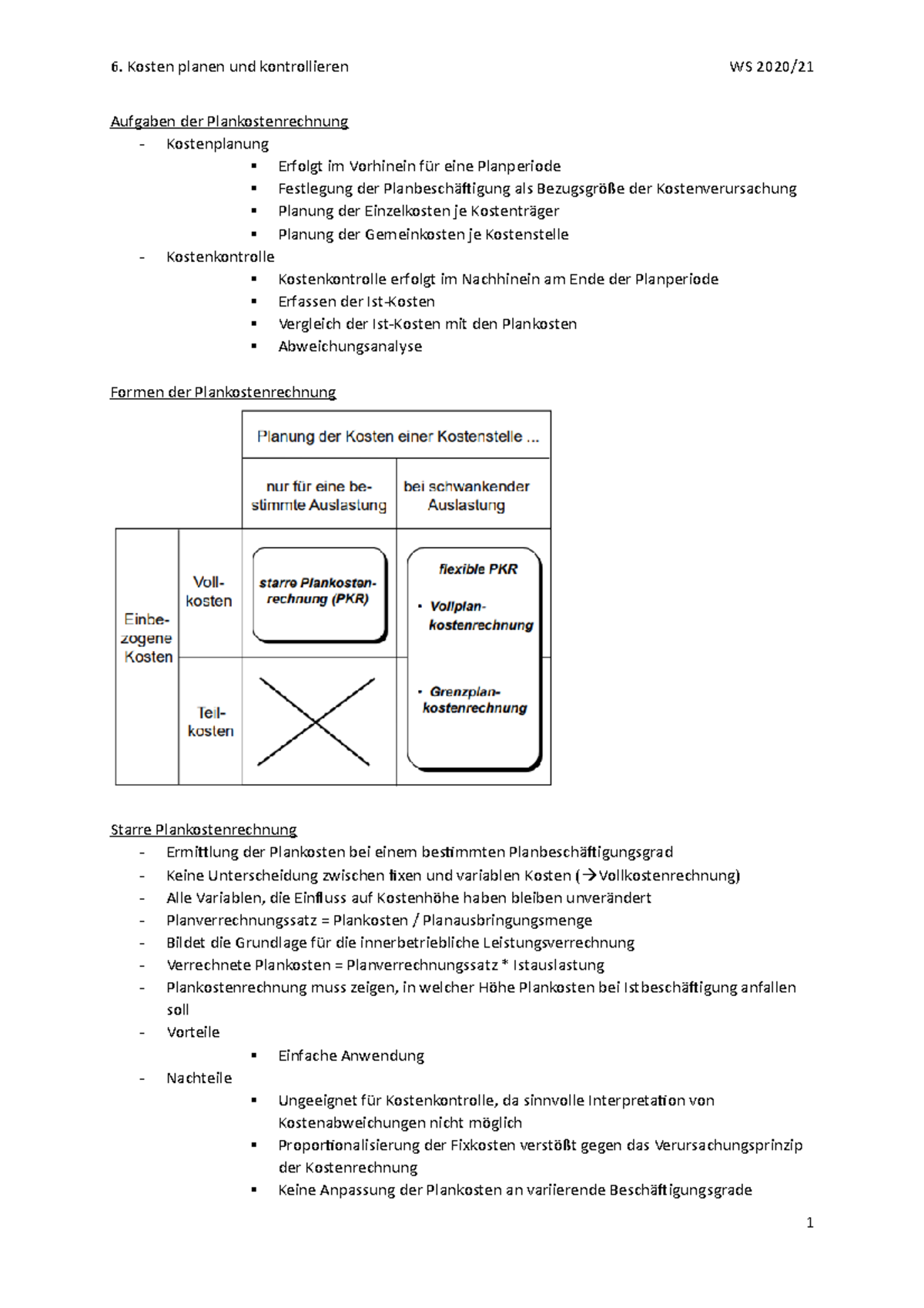 6. Kosten planen und kontrollieren - Aufgaben der Plankostenrechnung ...