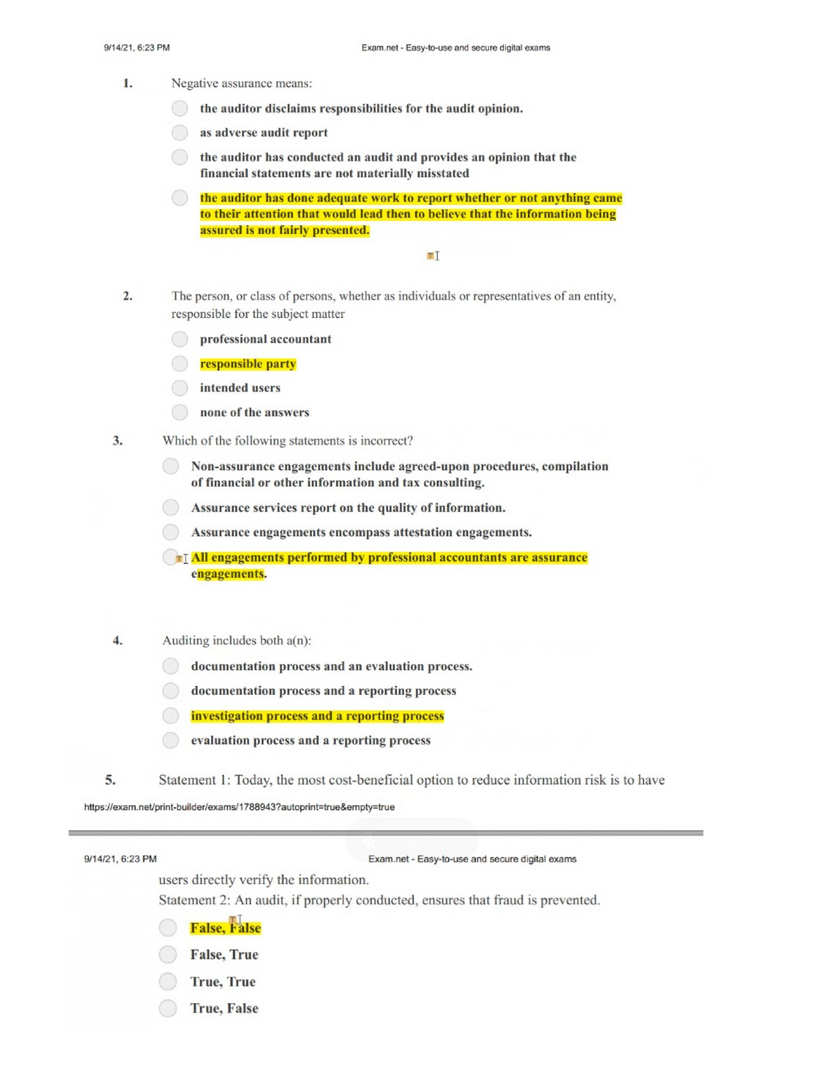 Auditing And Assurance Principles Quiz 1 - BS Accountancy - Studocu