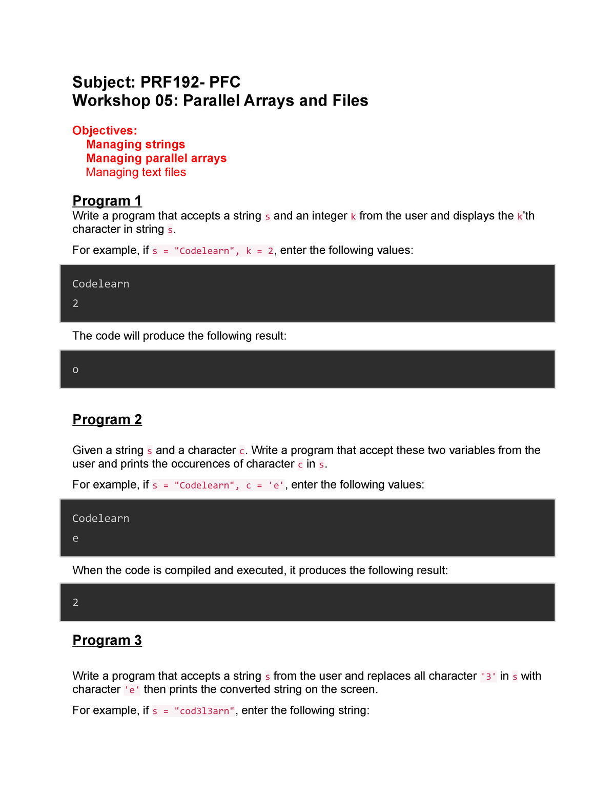 Workshop 05 - No Description - Subject: PRF192- PFC Workshop 05 ...