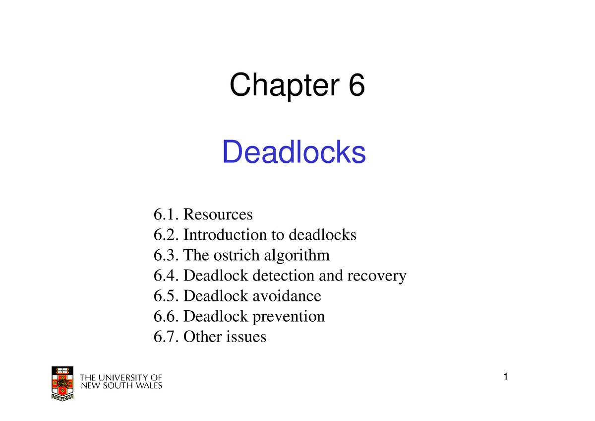 Lect05 - Inbjb - Deadlocks Chapter 6 6. Resources 6. Introduction To ...