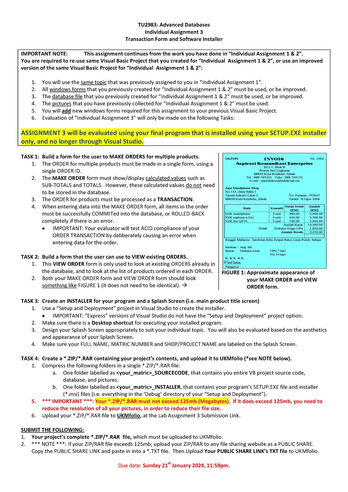 TU2983 Assignment 3-Transaction Form and Software Installer - TU2983 ...