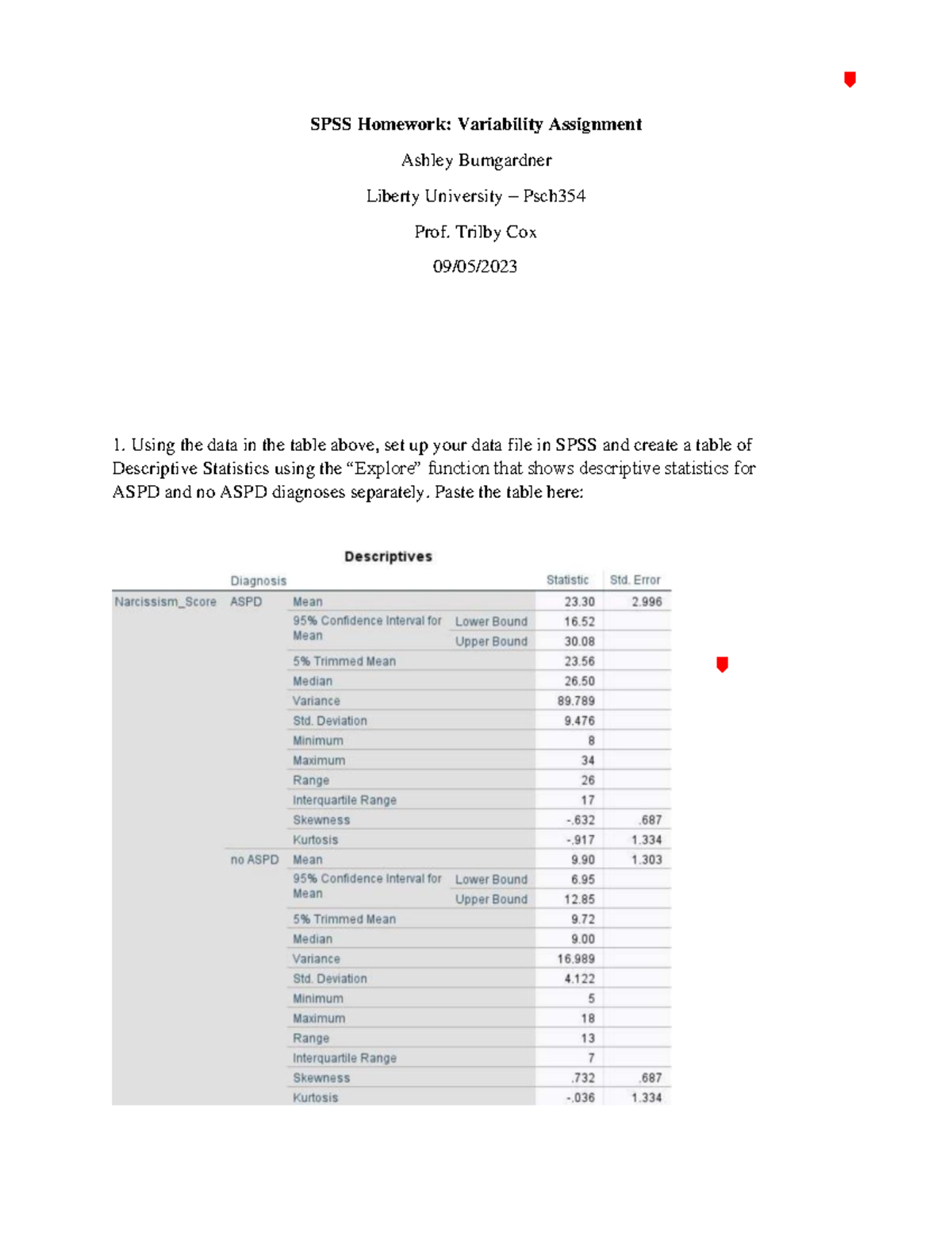 spss homework variability assignment