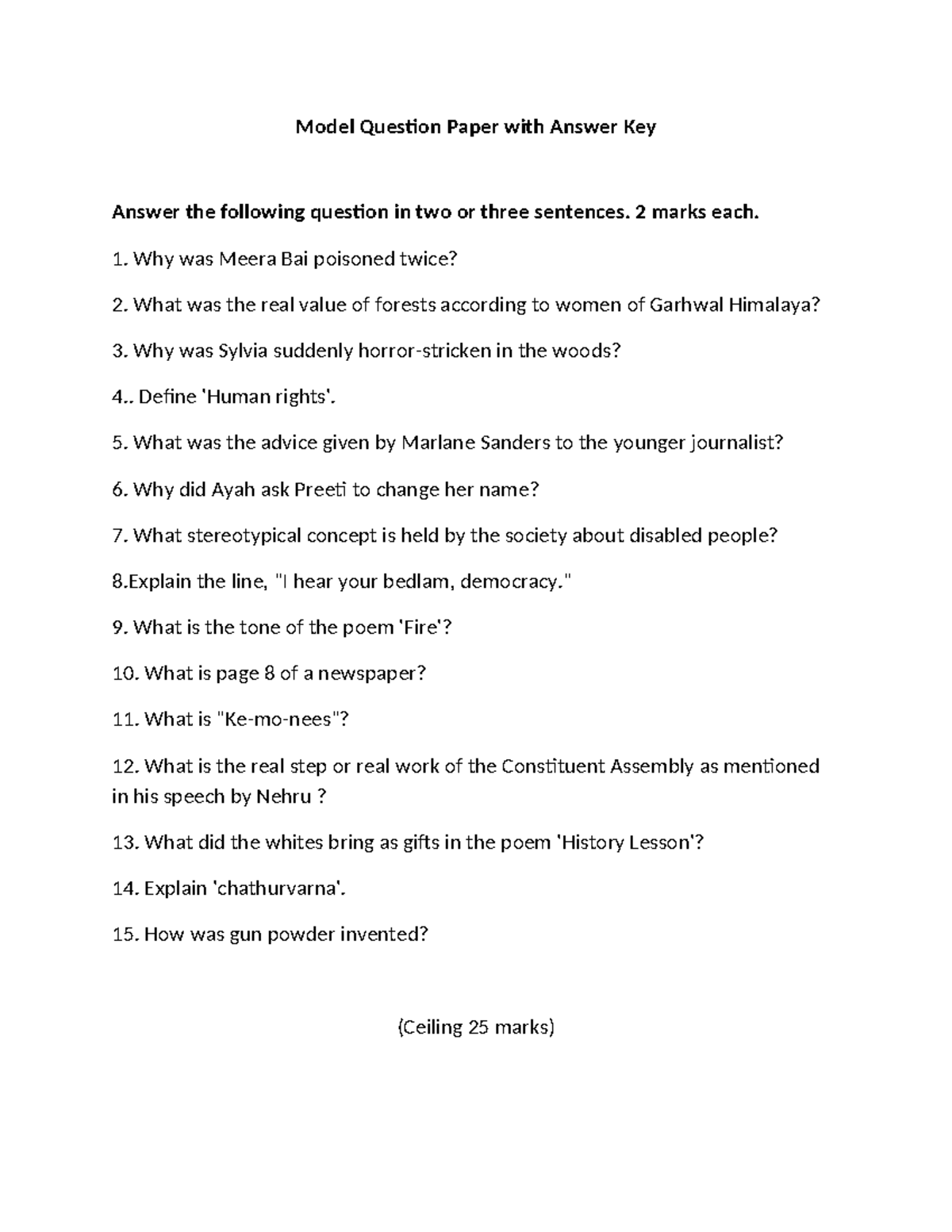 Model Questionpaper with answer key - Model Question Paper with Answer ...