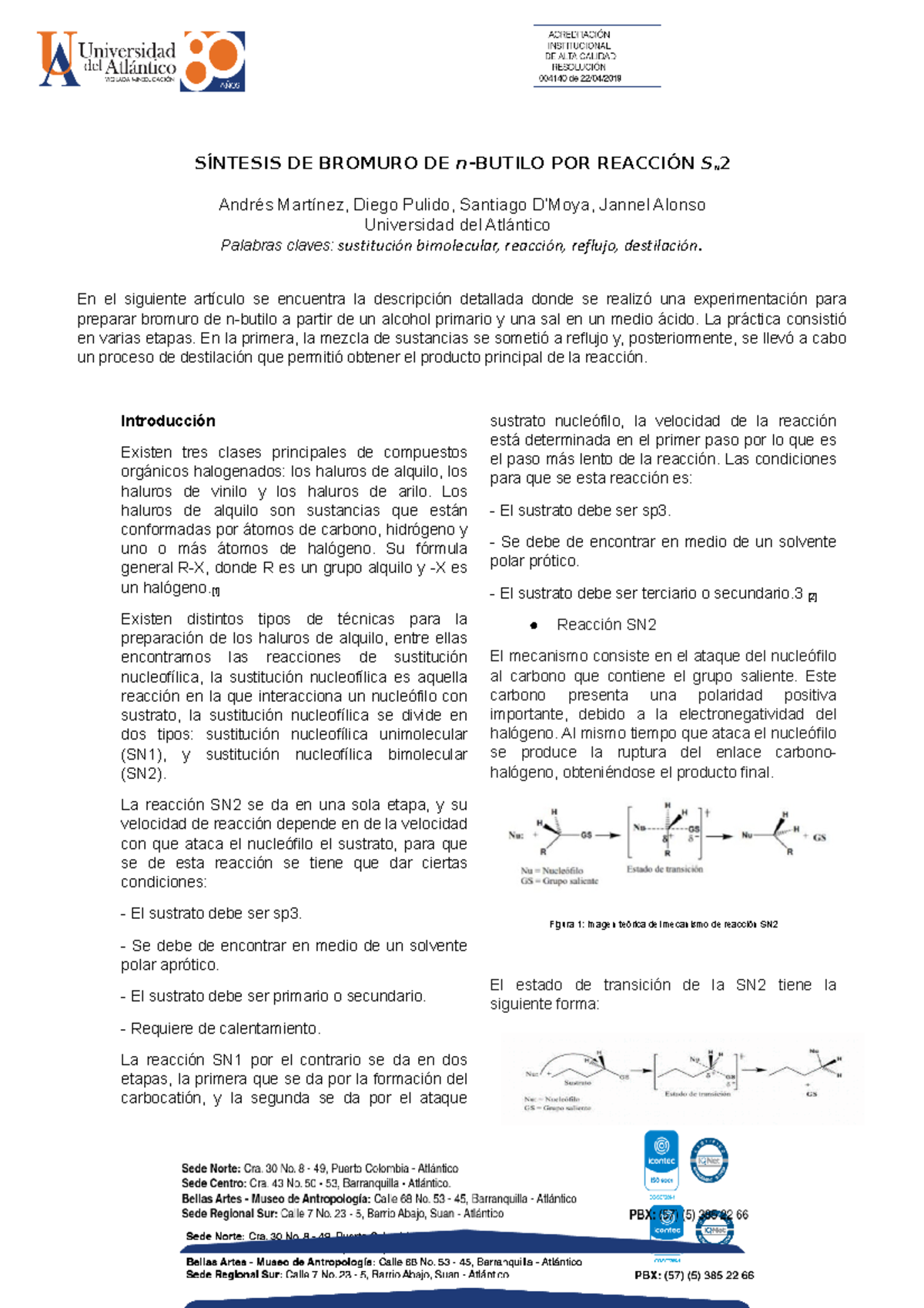 Síntesis DE Bromuro DE n- Butilo POR Reacción SN2 - SÍNTESIS DE BROMURO ...