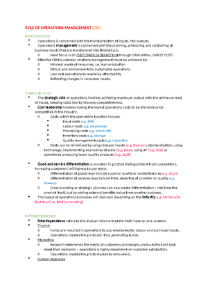 HSC Topic 1 - Operations Notes - Studocu