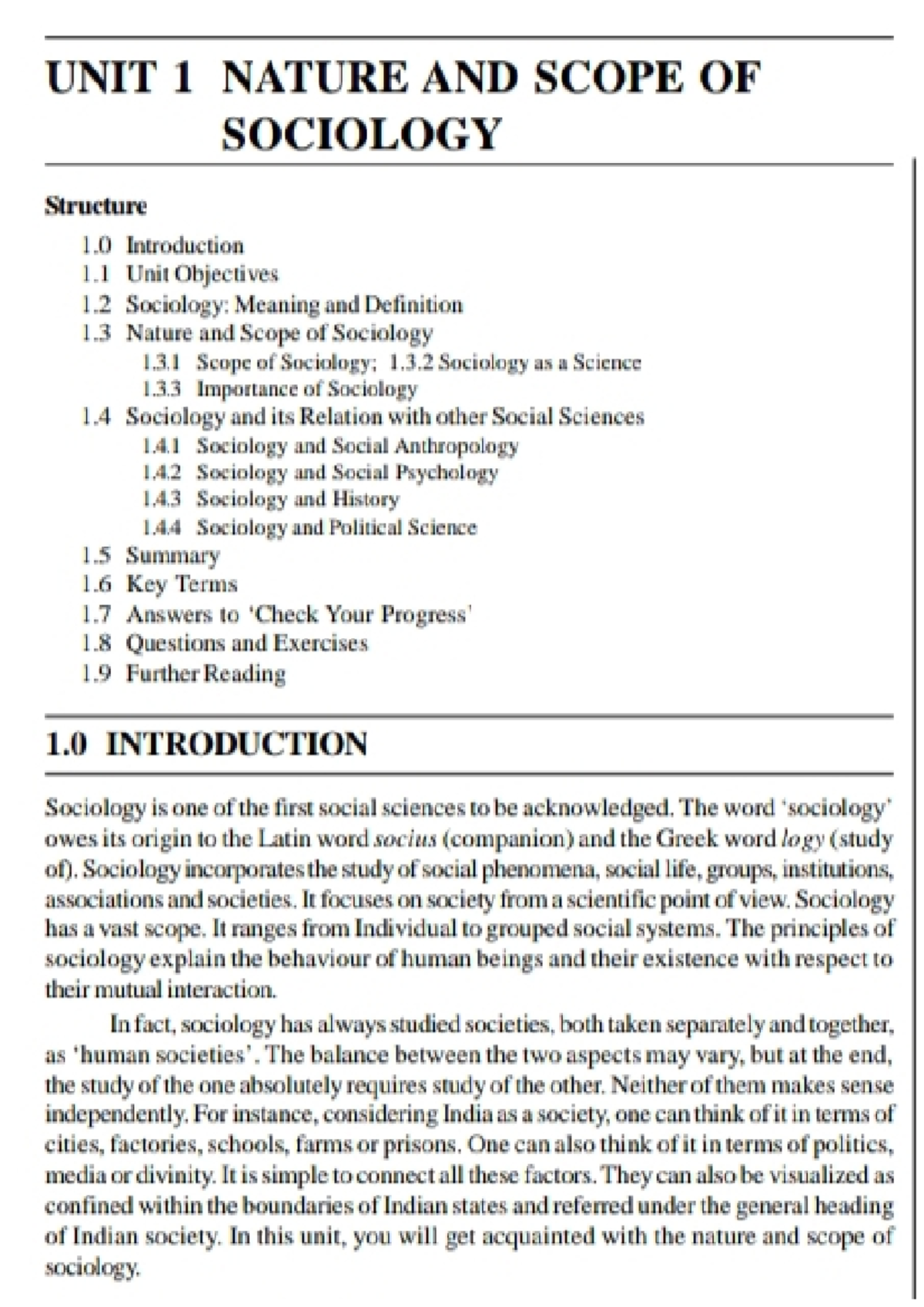 Nature And Scope Of Sociology Introduction - B.A Economics - Studocu