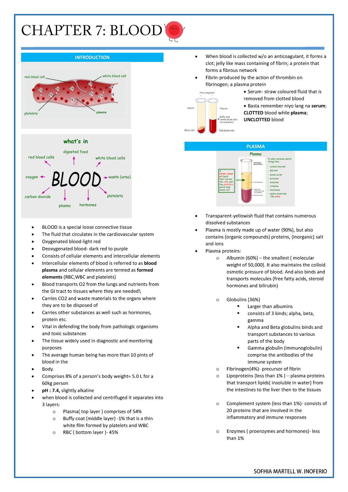 Chapter 7 -blood trans - 2nd yr - INTRODUCTION BLOOD is a special loose ...