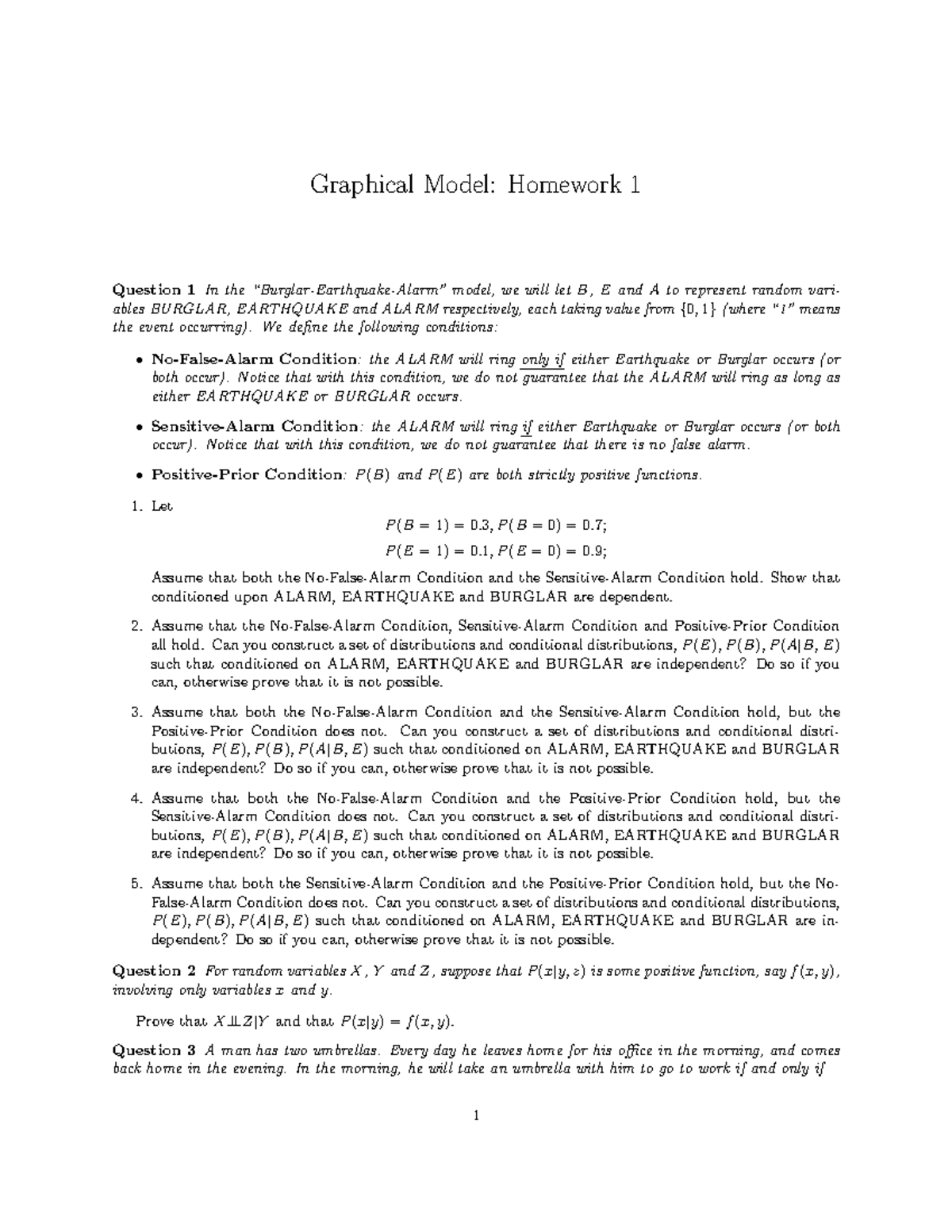 Homework 1 - First practice problem set - Graphical Model: Homework 1 ...