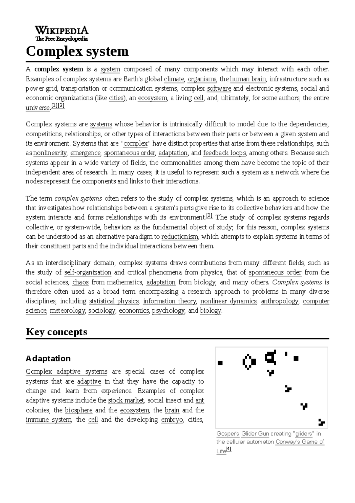 Complex system sfsfsfs Gosper's Glider Gun creating "gliders" in the cellular Studocu