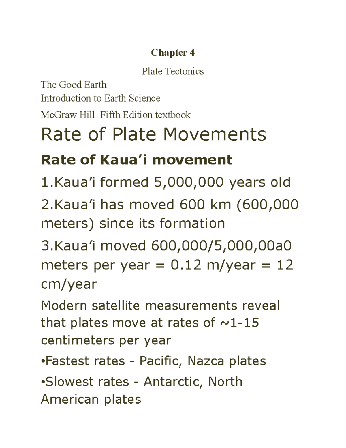 Chapter 4 Plate Tectonics - Chapter 4 Plate Tectonics The Good Earth ...