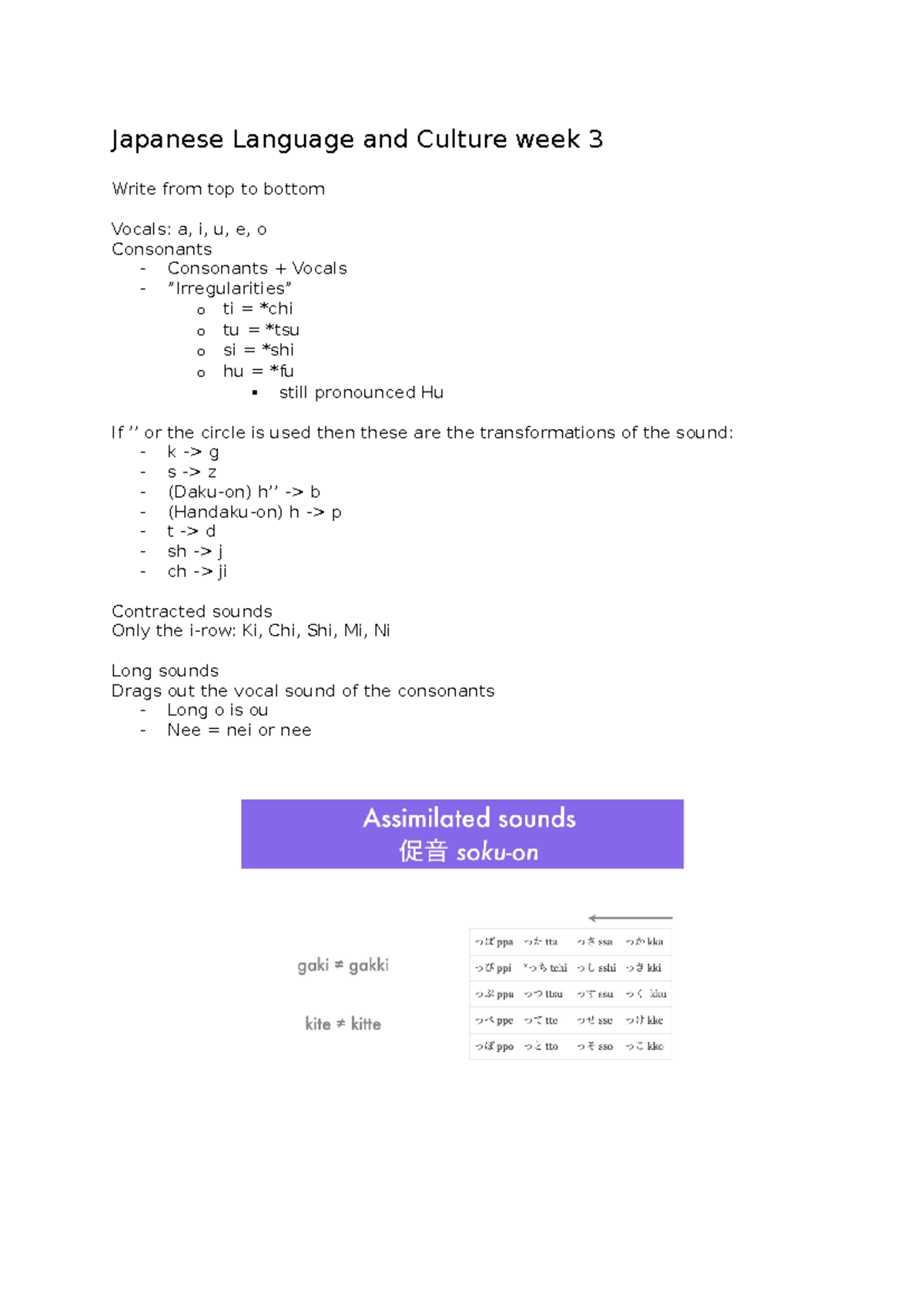 Japanese Notes Week3 and week4 - Japanese Language and Culture week 3 ...