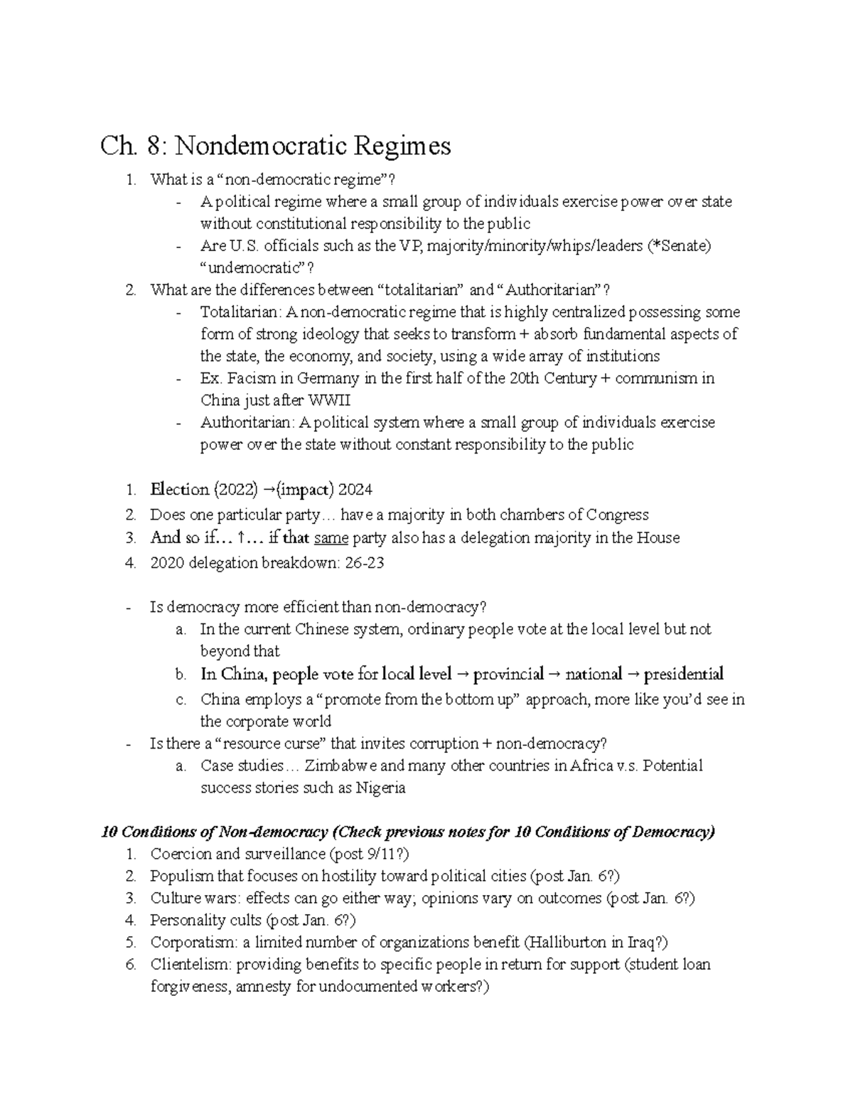 Ch. 8 Lecture Notes - This course examines and analyzes institutions ...